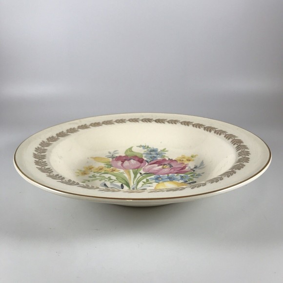 Edwin Knowles China Co Hostess Shape Soup Bowl Floral Spring 22k Gold USA 37-4 - Picture 2 of 6